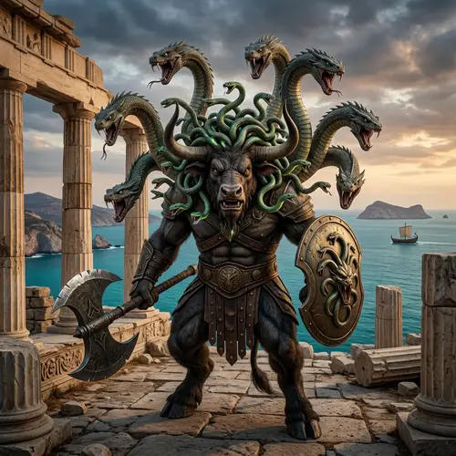 Mighty Minotaur, Medusa, & Hydra: A Mythical Fusion