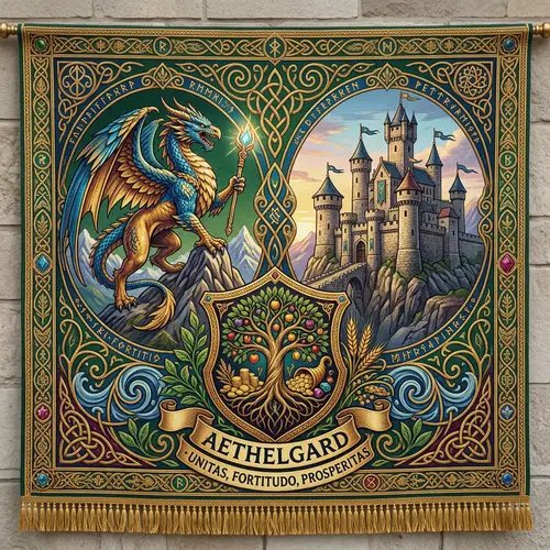 Fantasy Style Flag for Imaginary Kingdom | Vibrant Colors & Symbols