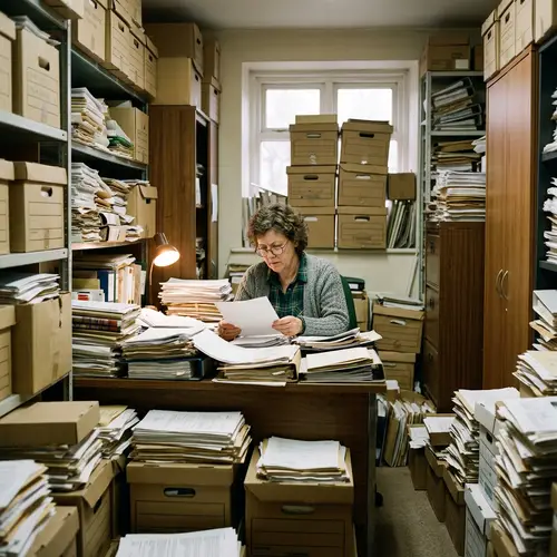 Woman in a Messy Office Space