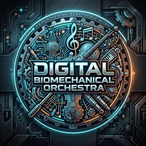 Digital Biomechanical Orchestra | Futuristic Electronic Music Logo Design