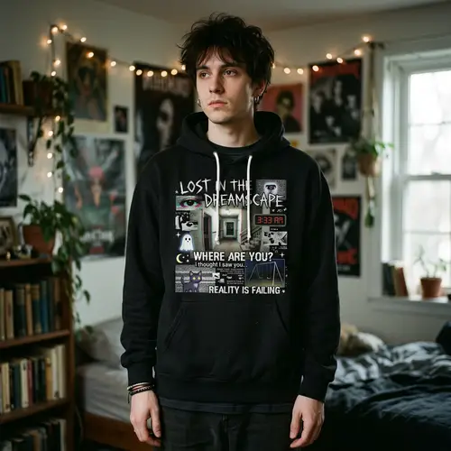 Weirdcore Dreamcore Black Hoodie Design