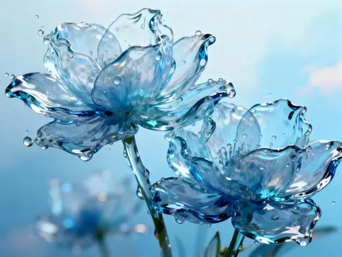 Liquid Flowers Wallpaper in Light Blue Tones