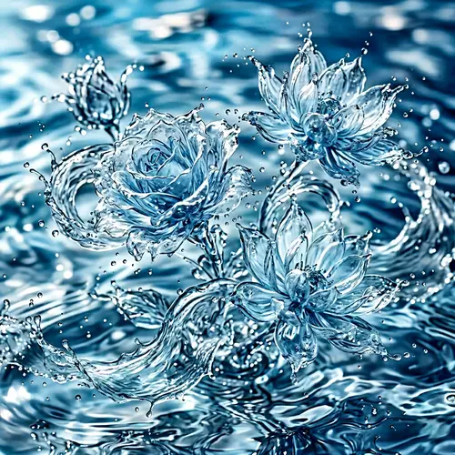 Liquid Flowers Wallpaper in Light Blue Tones