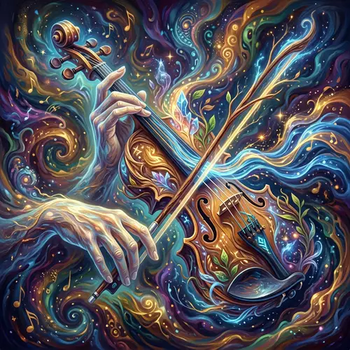 Masterful Violin Playing in Surreal Scene