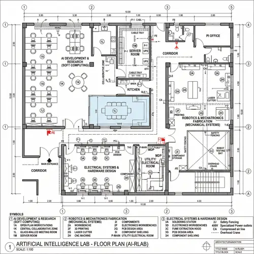 AI Lab Floor Plan: Mechanical & Electrical Design
