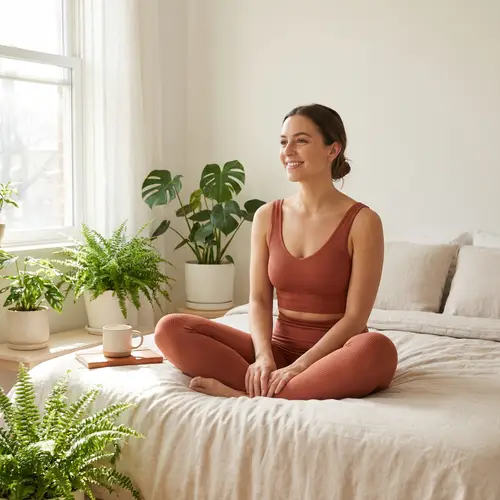 Wellness Influencer in Earth Tones Yoga Set
