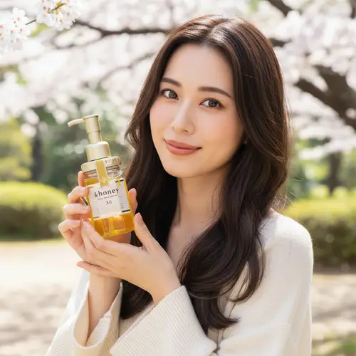 Beautiful Japanese Woman Holding Product in HD