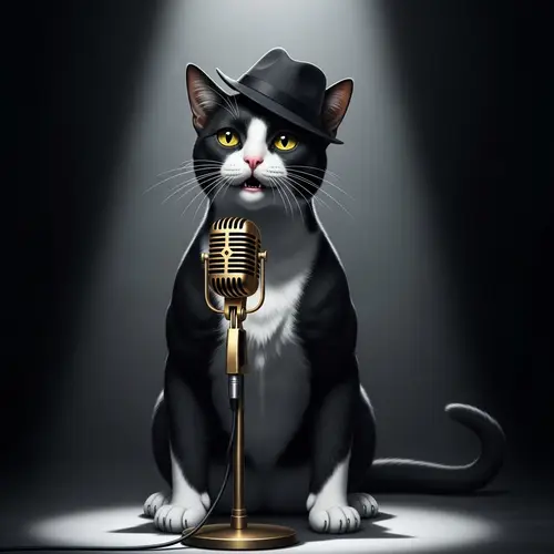 Singing Cat: A Black and White Crooner