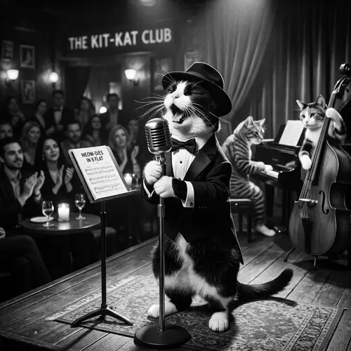 Black and White Cat Sings Like a Crooner
