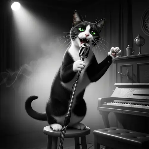 Black and White Cat Sings Like a Crooner
