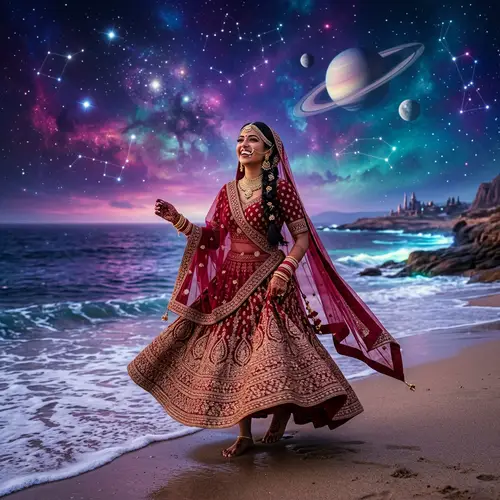 Excited South Asian Beach Wedding: Celestial Elegance