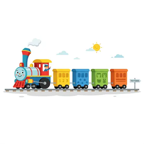 Playful Children's Steam Locomotive Vector Art