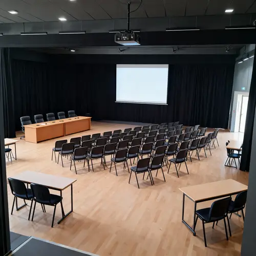 Comprehensive Room Layout with Screen and Seating