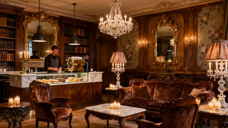 Beautiful Baroque Coffee Shop with Cozy Seating Beautiful Baroque Coffee Shop with Cozy Seating