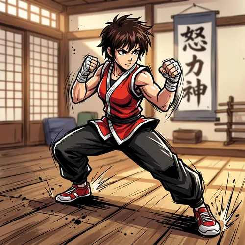 Dynamic Female Manga Character Ready for Action | Traditional Japanese Aesthetics