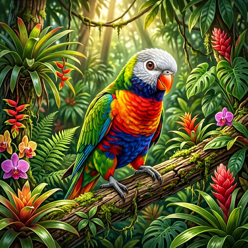 Vibrant Amazon Lori - Stunning Feathers & Orange Eyes Vibrant Amazon Lori - Stunning Feathers & Orange Eyes