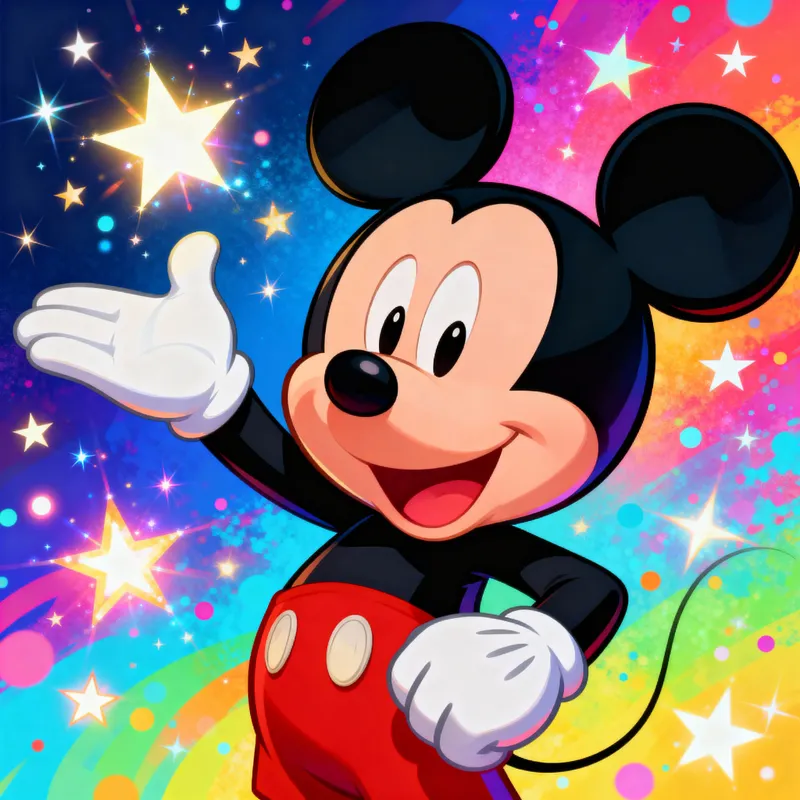 Cheerful Mickey Mouse Cartoon with Vibrant Background