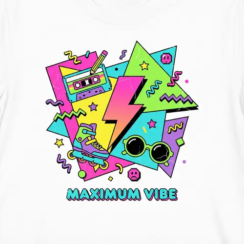 Vibrant 90s Retro T-Shirt Design