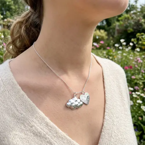 Cute Heart and Cloud Necklace | High-Quality Laser-Cut Jewelry