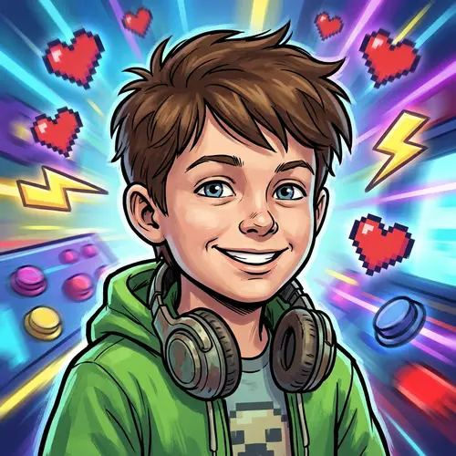 Digital Portrait of a Young Boy with Playful Expression