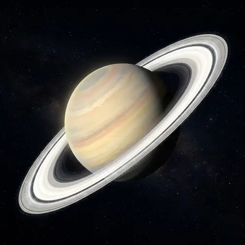 Saturn Planet Illustration with Iconic Rings in Natural Color