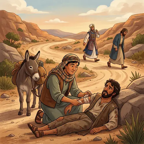 Parable of the Good Samaritan Digital Illustration