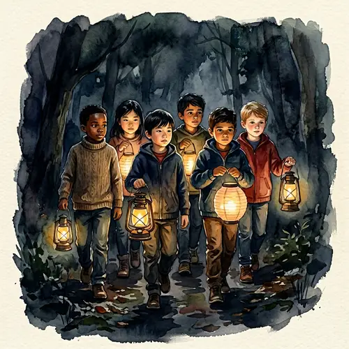 Diverse Children with Lanterns: Faith Conquering Fear