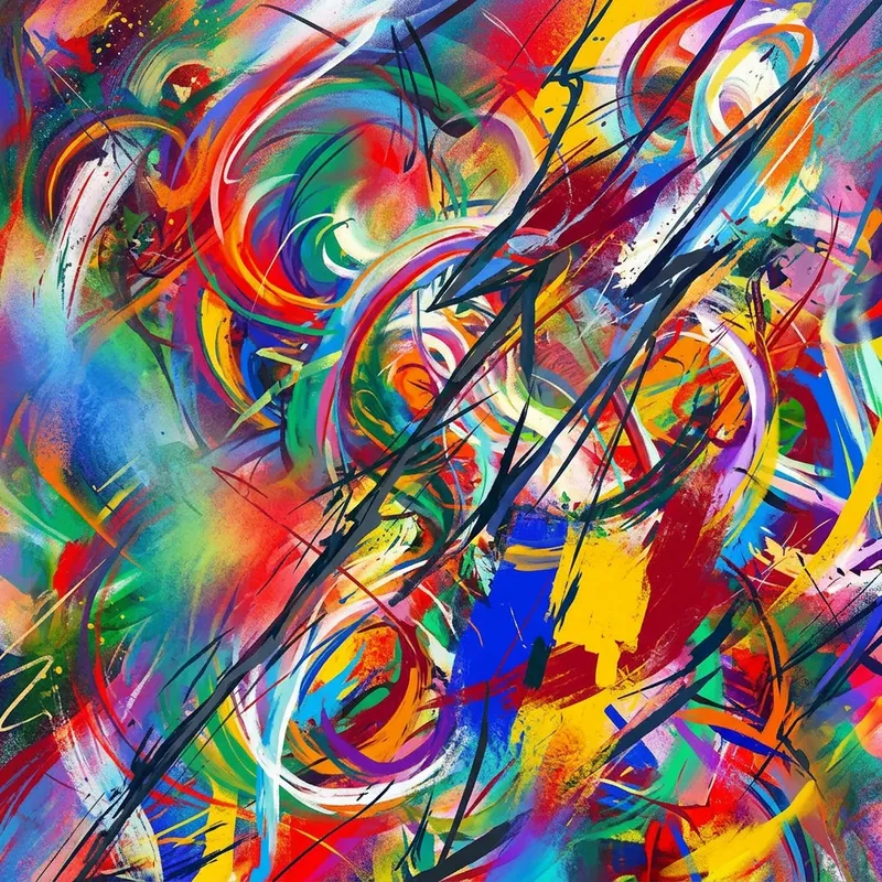 Vibrant Abstract Art Composition - Chaos & Harmony