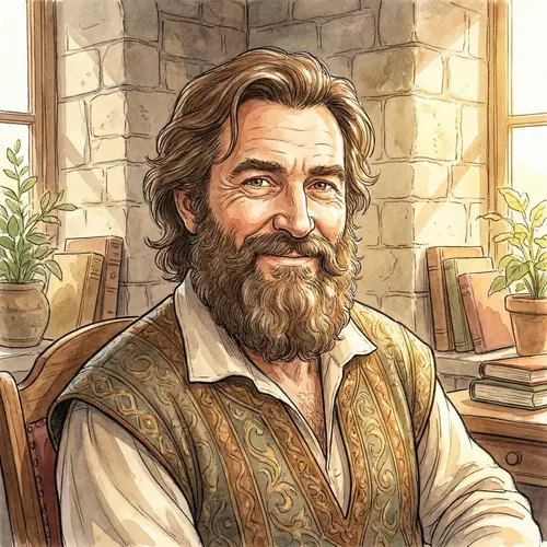 Middle-Aged Middle-Eastern Man with Wavy Brown Hair