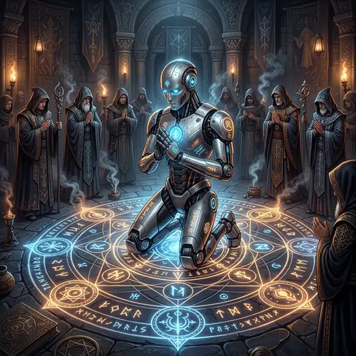 Futuristic Robotic Ceremony Illustration