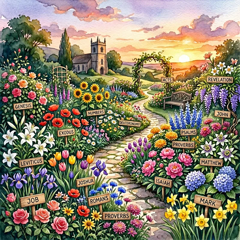 Bible Book Flowers Garden | Sacred Symbolism Art