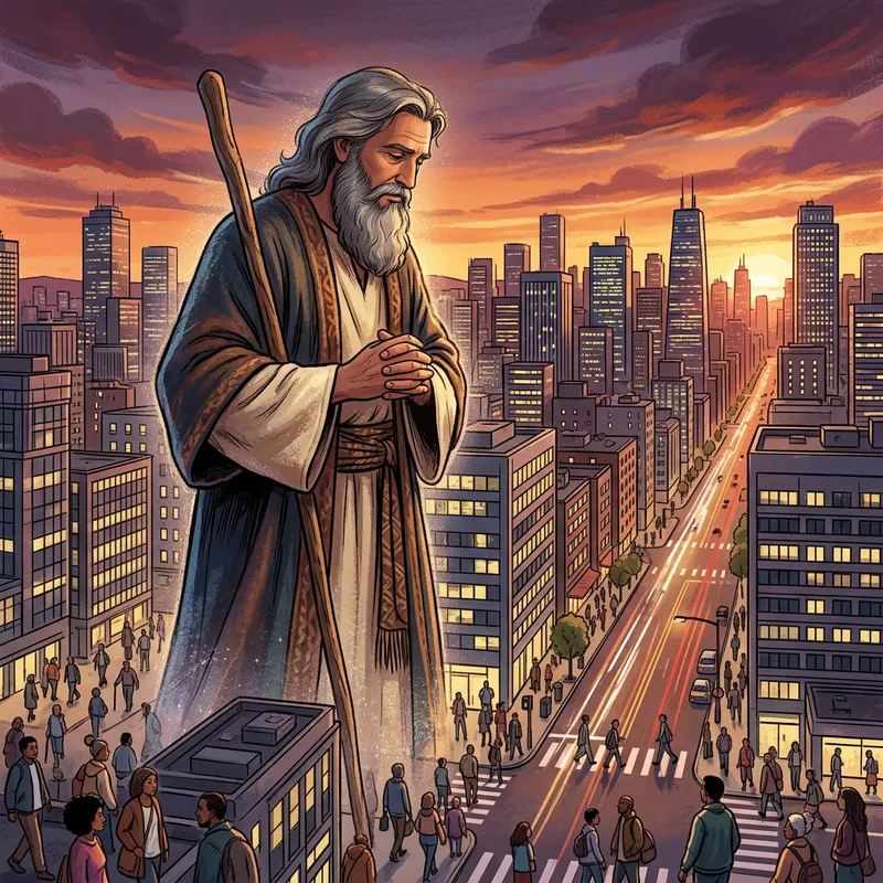 Divine Figure Among Urban Landscape | Spiritual Connection Divine Figure Among Urban Landscape | Spiritual Connection