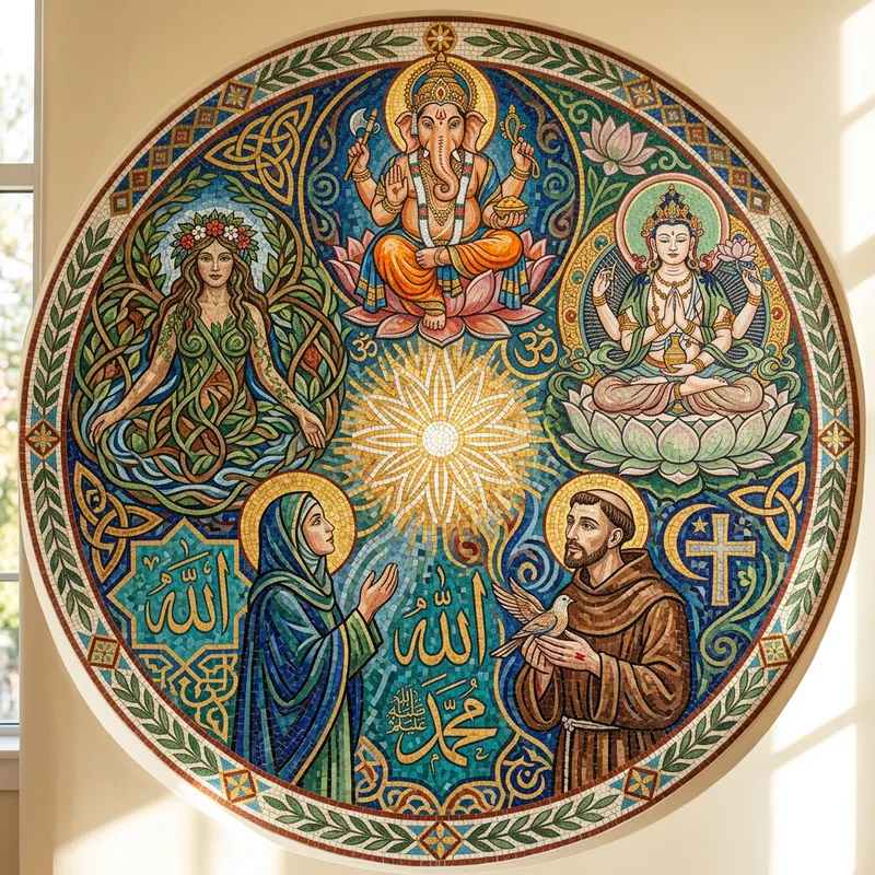 Religious Deities Mosaic - Interfaith Harmony