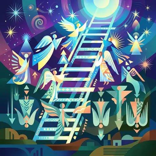Jacob's Ladder Abstract Vector Illustration | Ascending Angelic Entities
