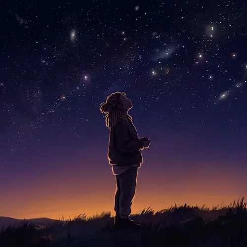 Twilight Silhouette Staring at Sky | Diversity Illustration