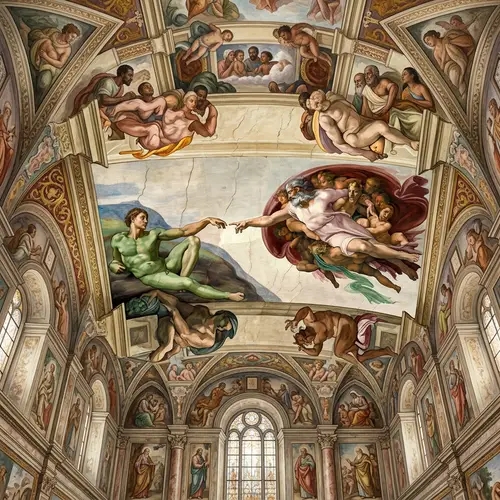 Creation of Adam Illustration in Chapel | Religious Artwork