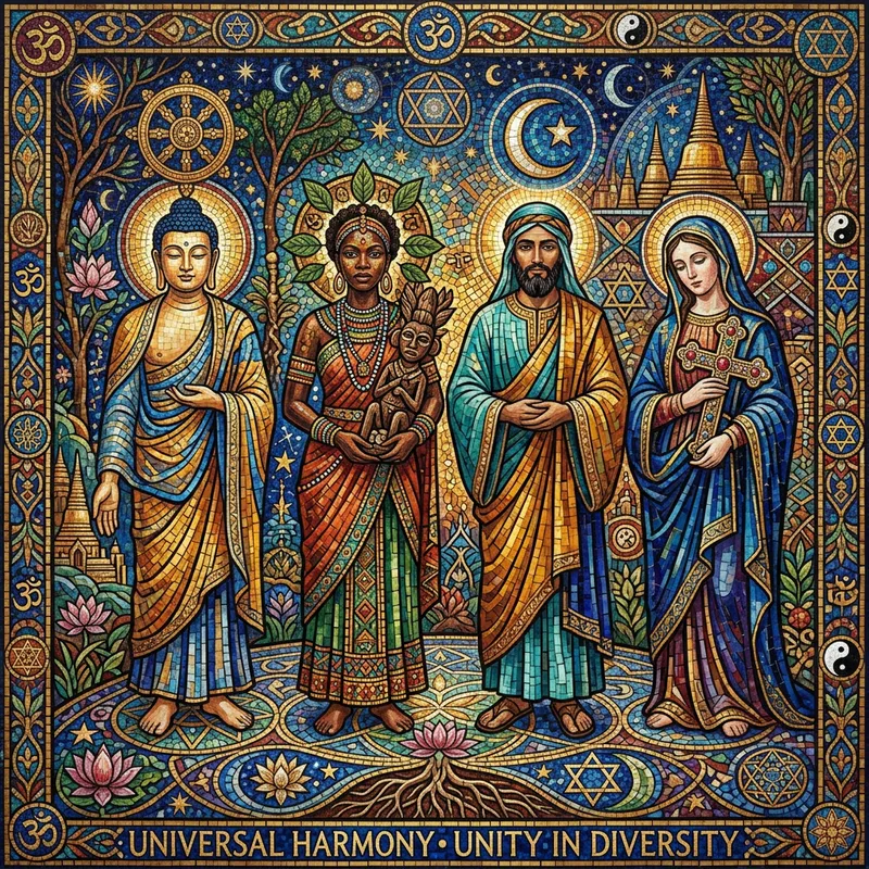 Religious Deities Mosaic: Harmony in Diversity Religious Deities Mosaic: Harmony in Diversity