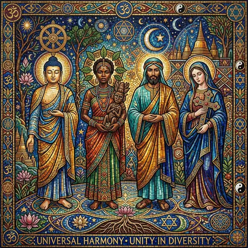 Universal Harmony: Religious Deities Mosaic Art