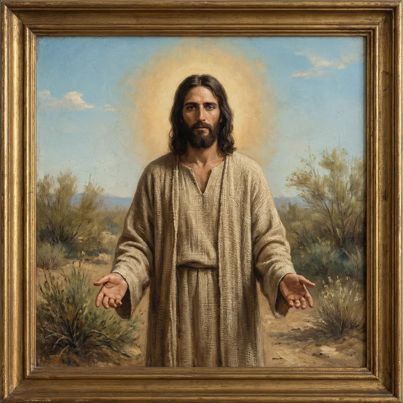 Holy Jesus Christ: Serene Middle Eastern Man Oil Painting Holy Jesus Christ: Serene Middle Eastern Man Oil Painting