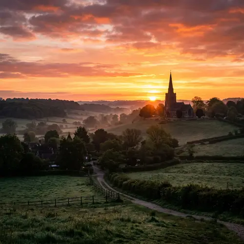 Tranquil Church at Sunrise: A Symbol of Hope