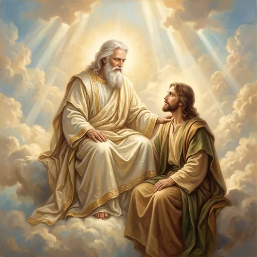 Divine Scene with Ethereal Beings - Heavenly Oil Painting