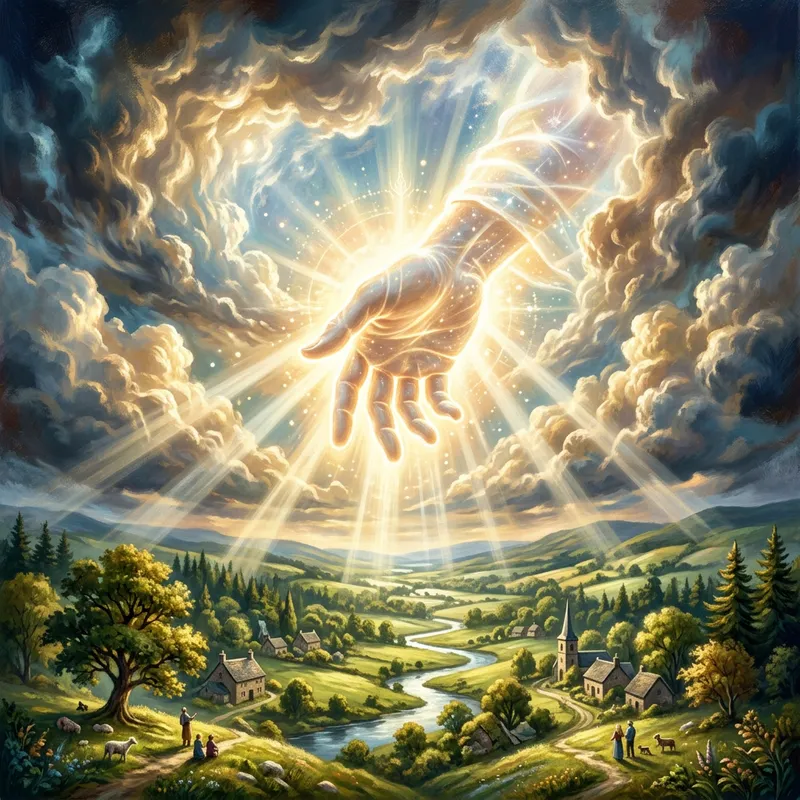 Celestial Hand Reaching Earth