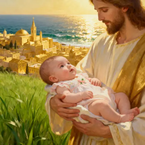 Newborn Baby Girl in Jesus' Arms: A Divine Vision