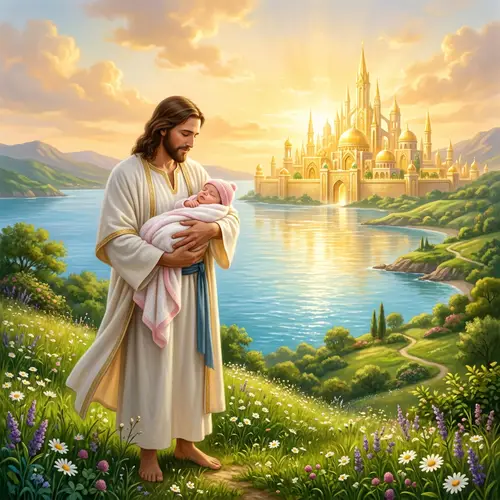 Newborn Baby Girl in Jesus' Arms: A Divine Vision