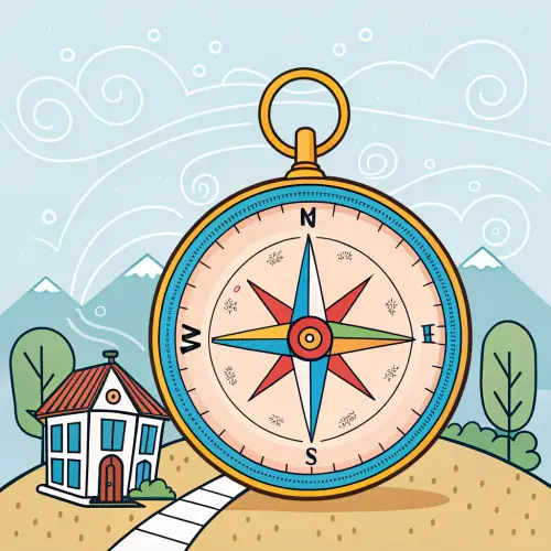 Cartoon Architectural Compass: North to West