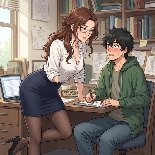 Seductive Anime Teacher in Mini Skirt