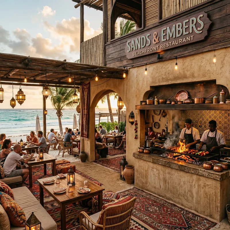 Sands & Embers: Cozy Beachfront Restaurant Design