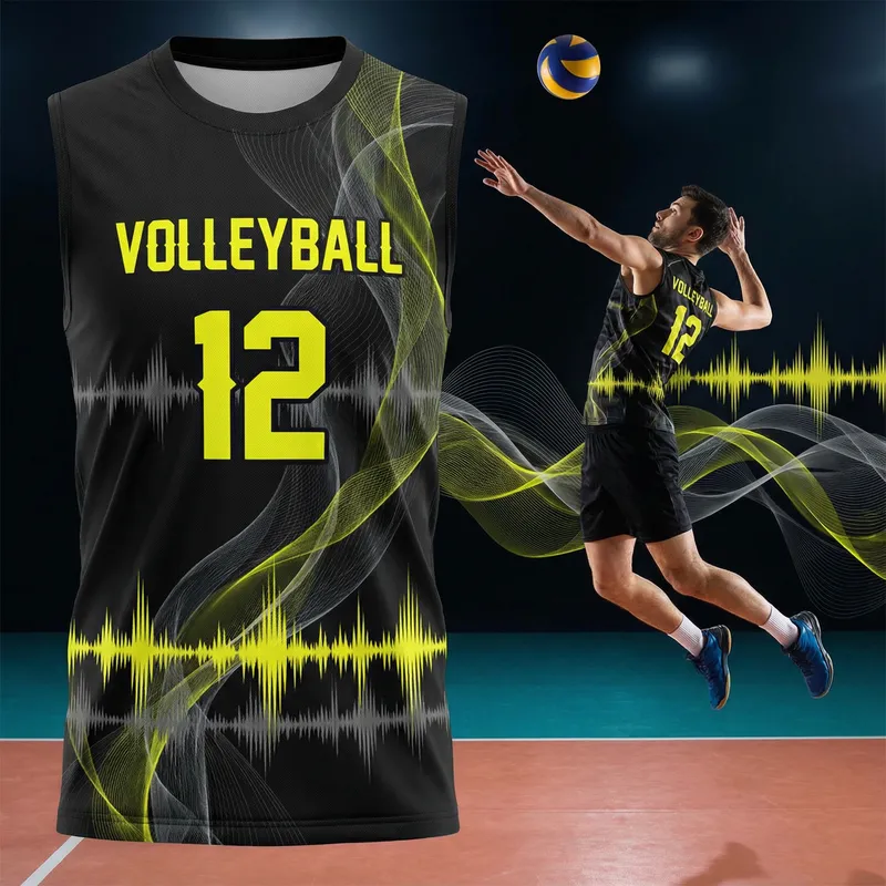 Modern Black Sleeveless Volleyball Jersey for Men