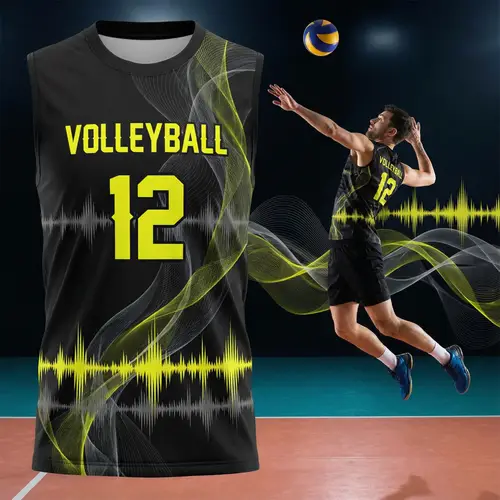 Modern Black Sleeveless Volleyball Jersey for Men