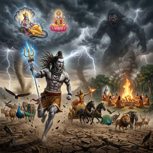 Epic Battle of Hindu Gods: Shiva vs Demon